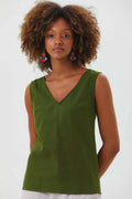 Clandestino - Unique Back Detail Sleeveless Top - Green