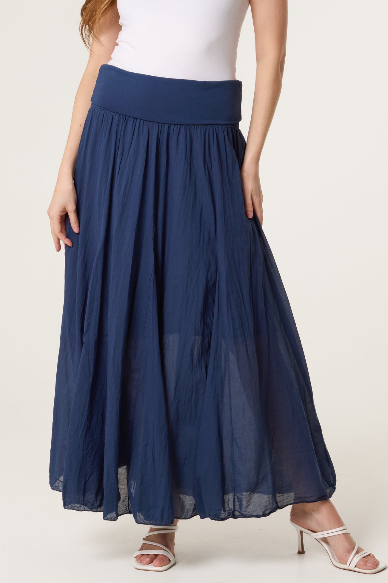 Cotton Maxi Skirt - Blue