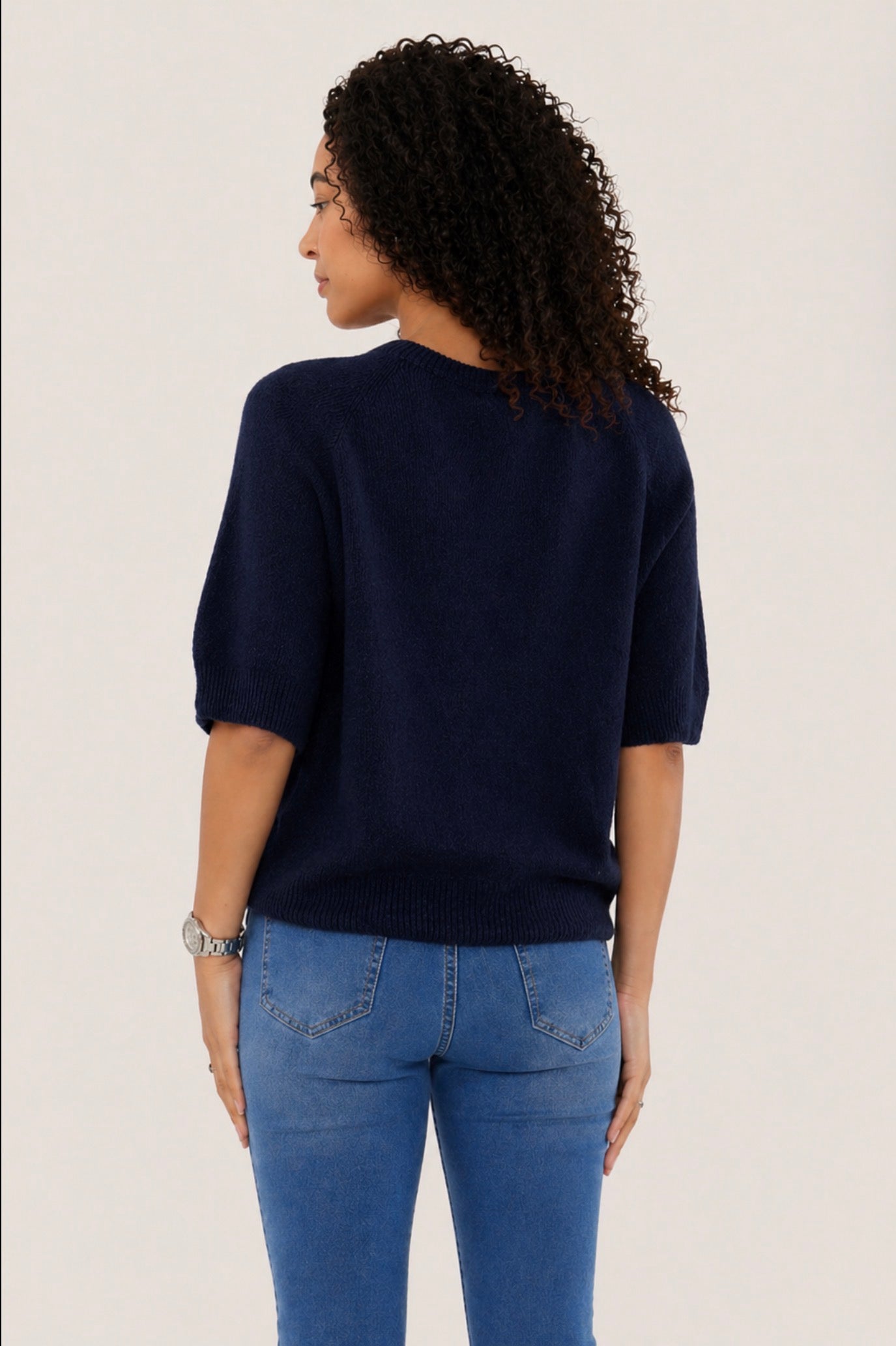 Soft Boxy Knit Top - Navy
