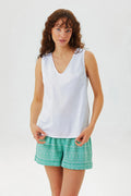 Clandestino Unique Back Design Sleeveless Top - White