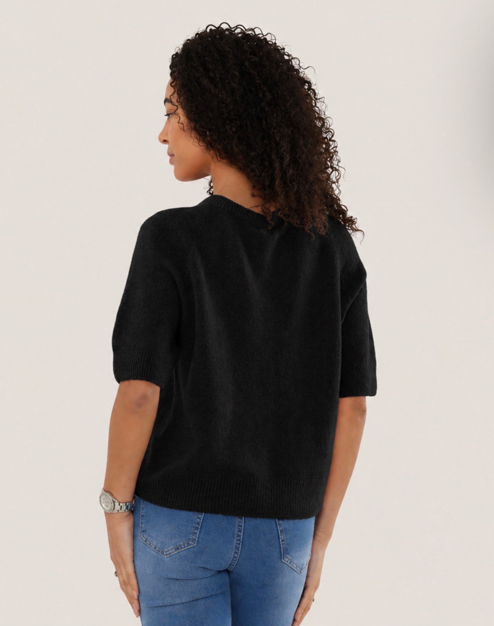 Soft Boxy Knit Top - Black