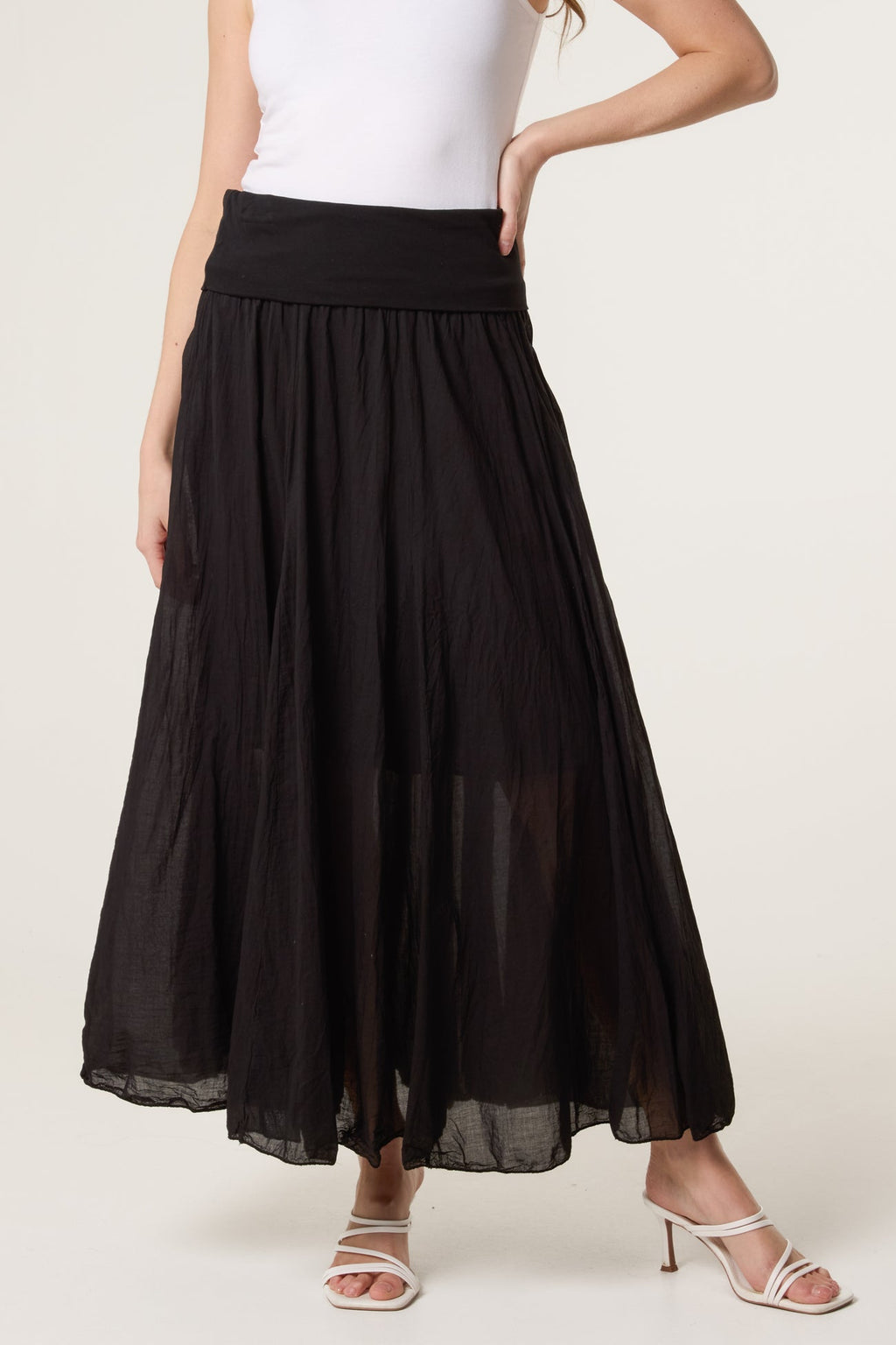 Cotton Maxi Skirt - Black