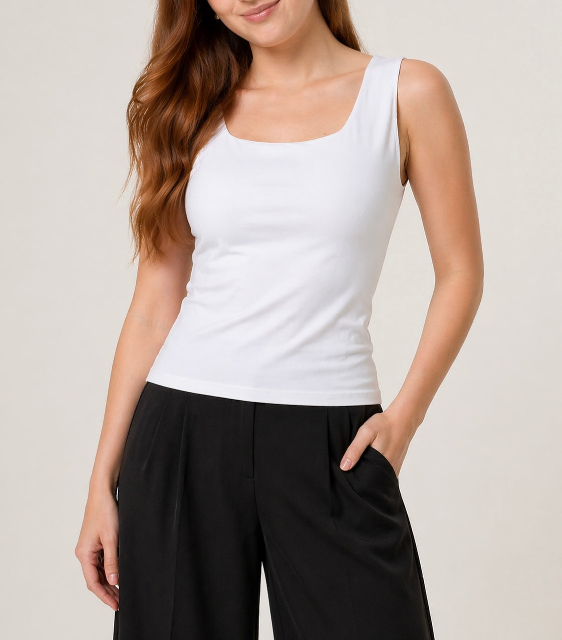Square Neck Vest - White