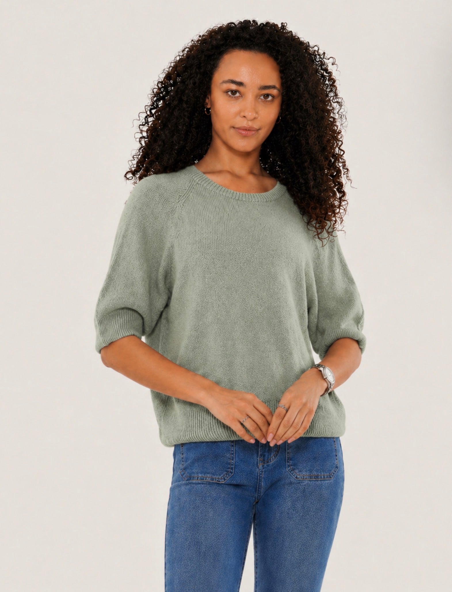 Soft Boxy Knit Top - Sage
