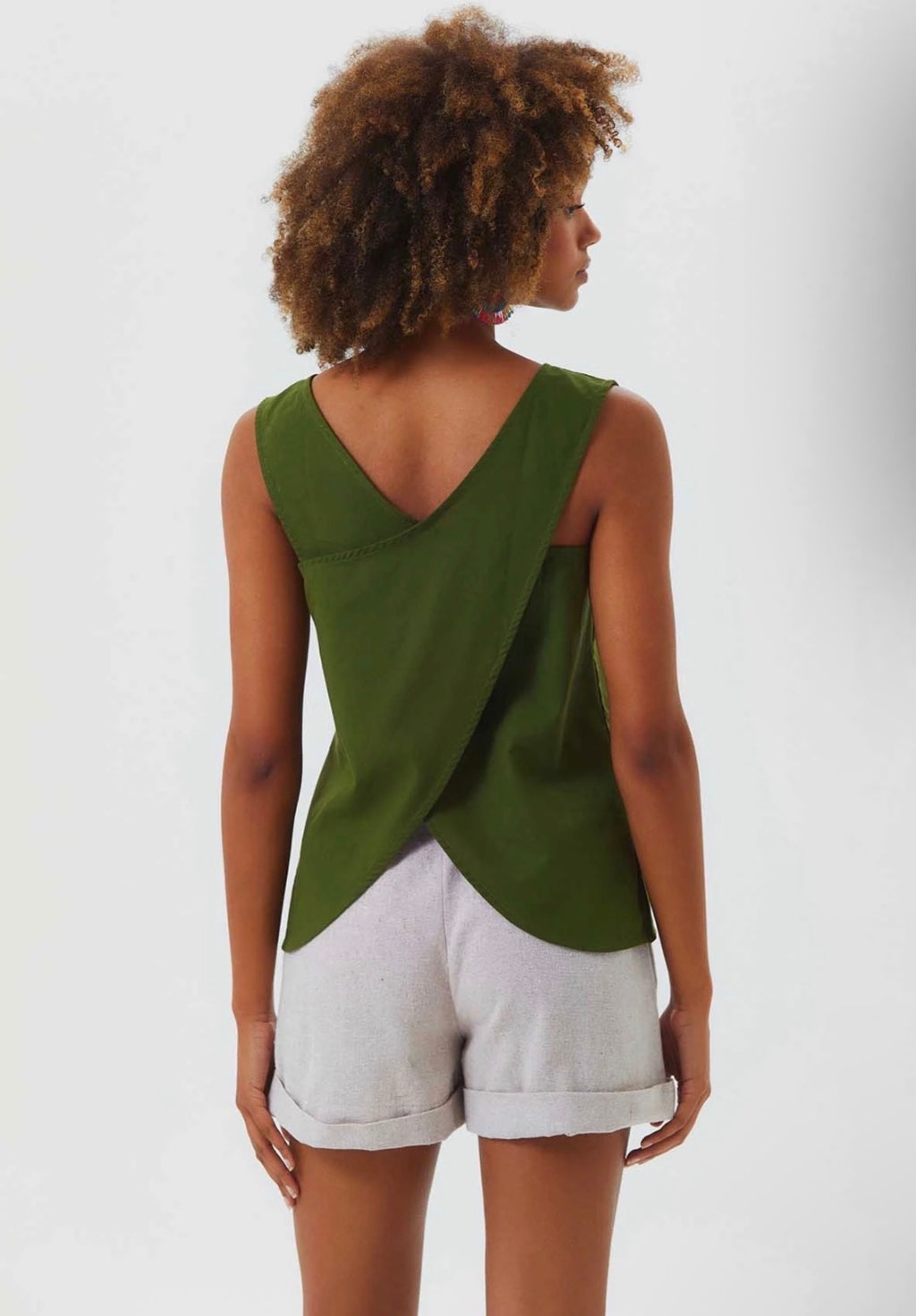 Clandestino - Unique Back Detail Sleeveless Top - Green