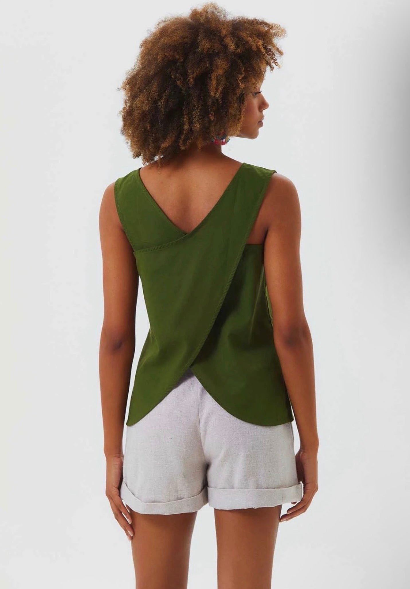 Clandestino - Unique Back Detail Sleeveless Top - Green
