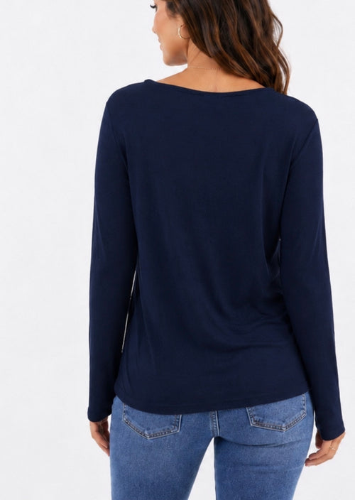 Cashmere Mix Layering Top - Blue