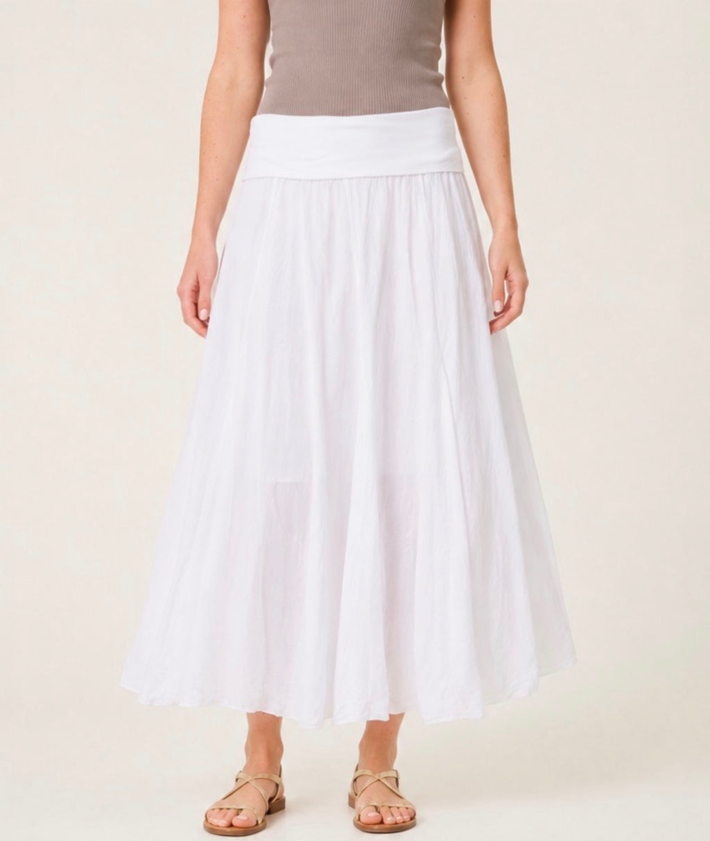 Cotton Crinkle Maxi Skirt - White