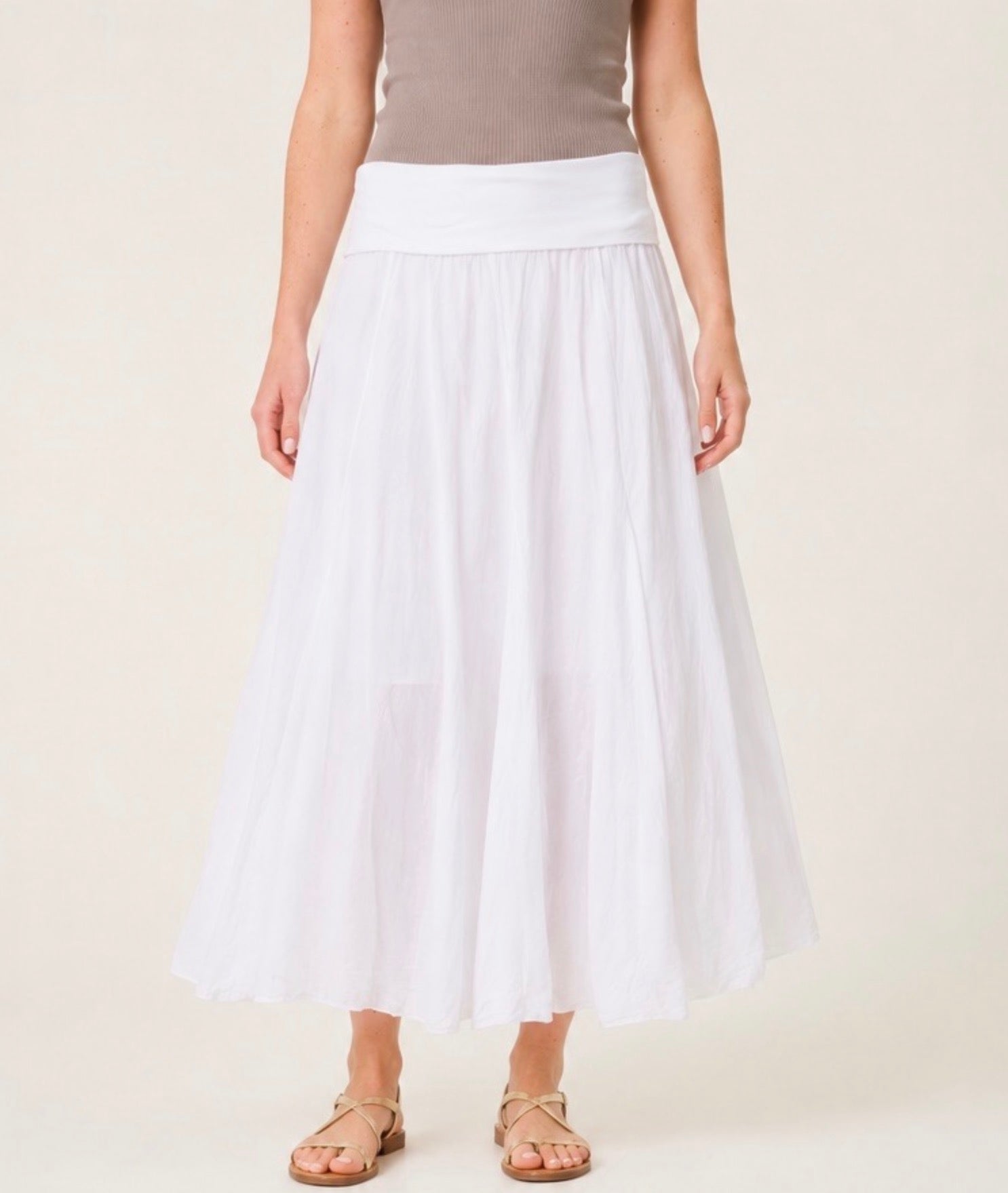 Cotton Crinkle Maxi Skirt - White