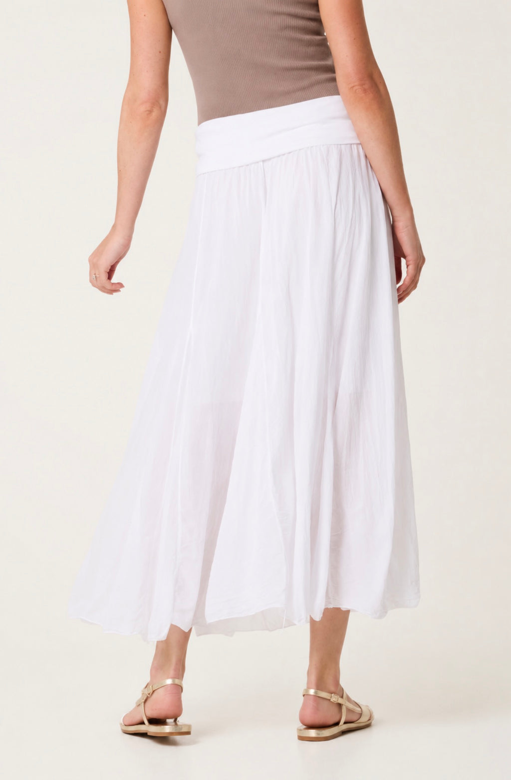 Cotton Crinkle Maxi Skirt - White