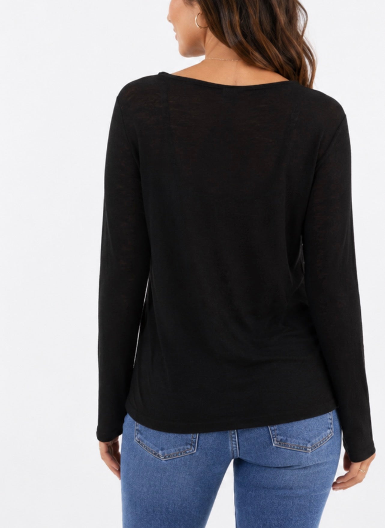 Cashmere Mix Layering Top - Black