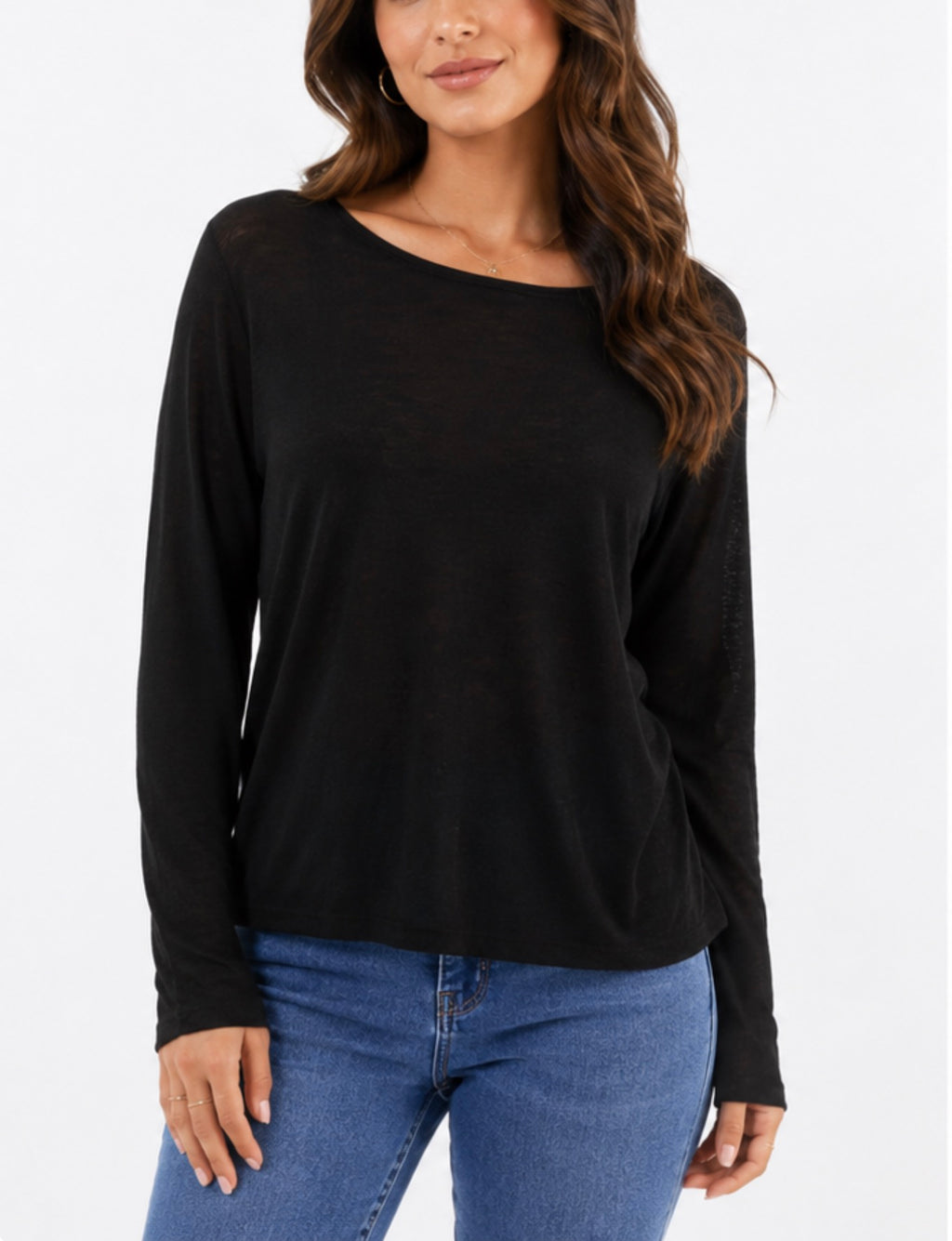 Cashmere Mix Layering Top - Black