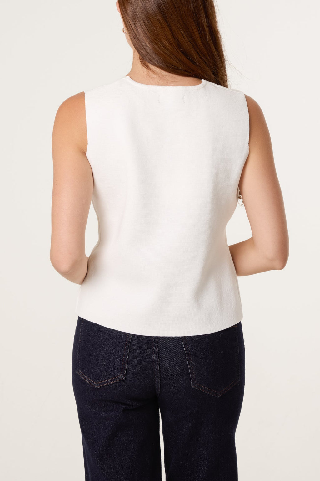 Asymmetric Knitted Waistcoat - Ivory