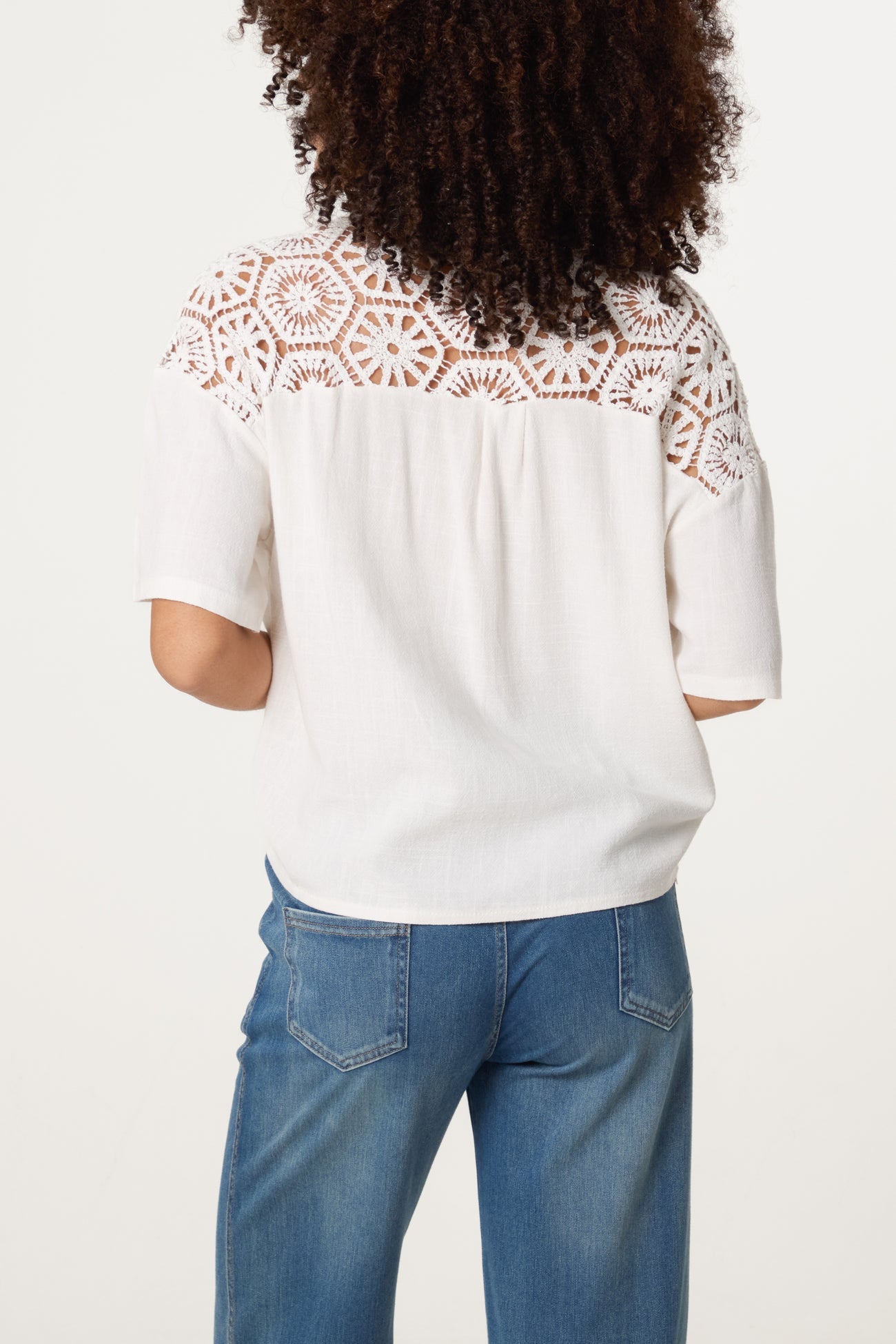 Linen Blend Loose Fit Shirt - White