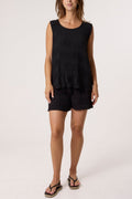 Crinkle Top and Shorts Co-ord - Black