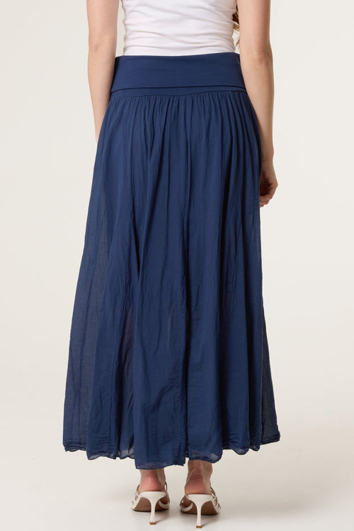 Cotton Maxi Skirt - Blue