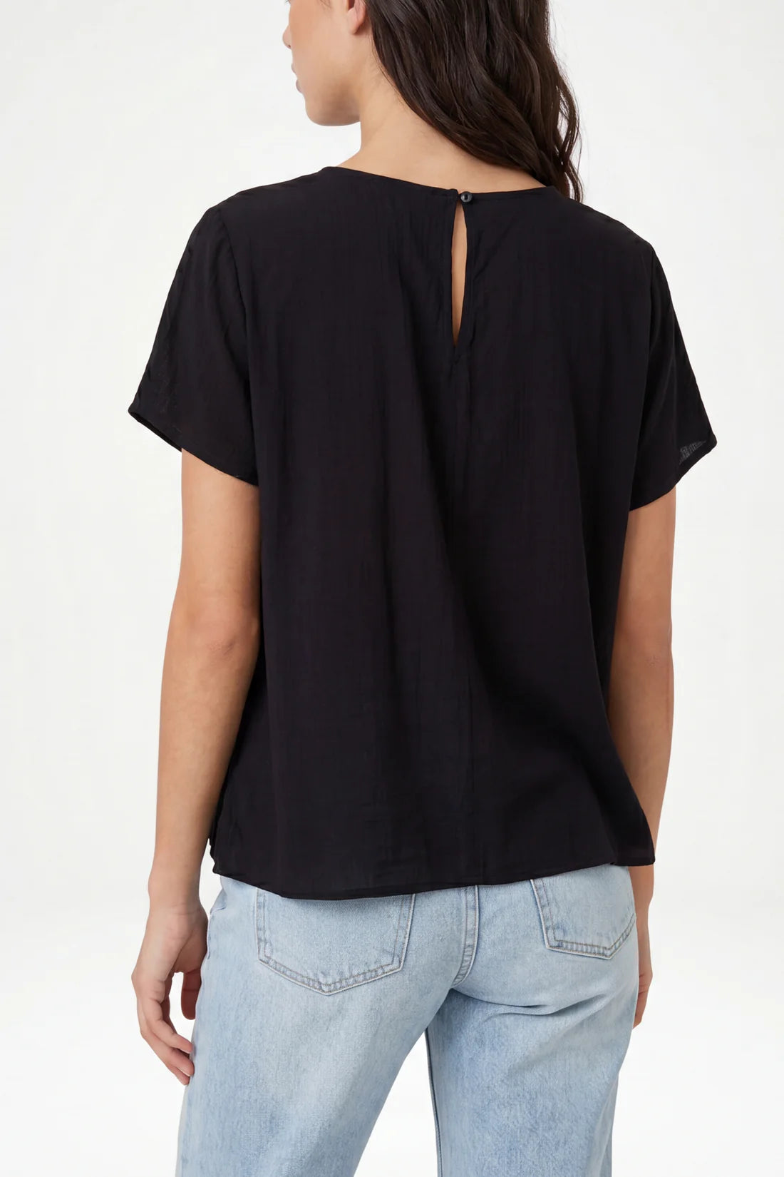 Luxe Tie Detail Tee - Black