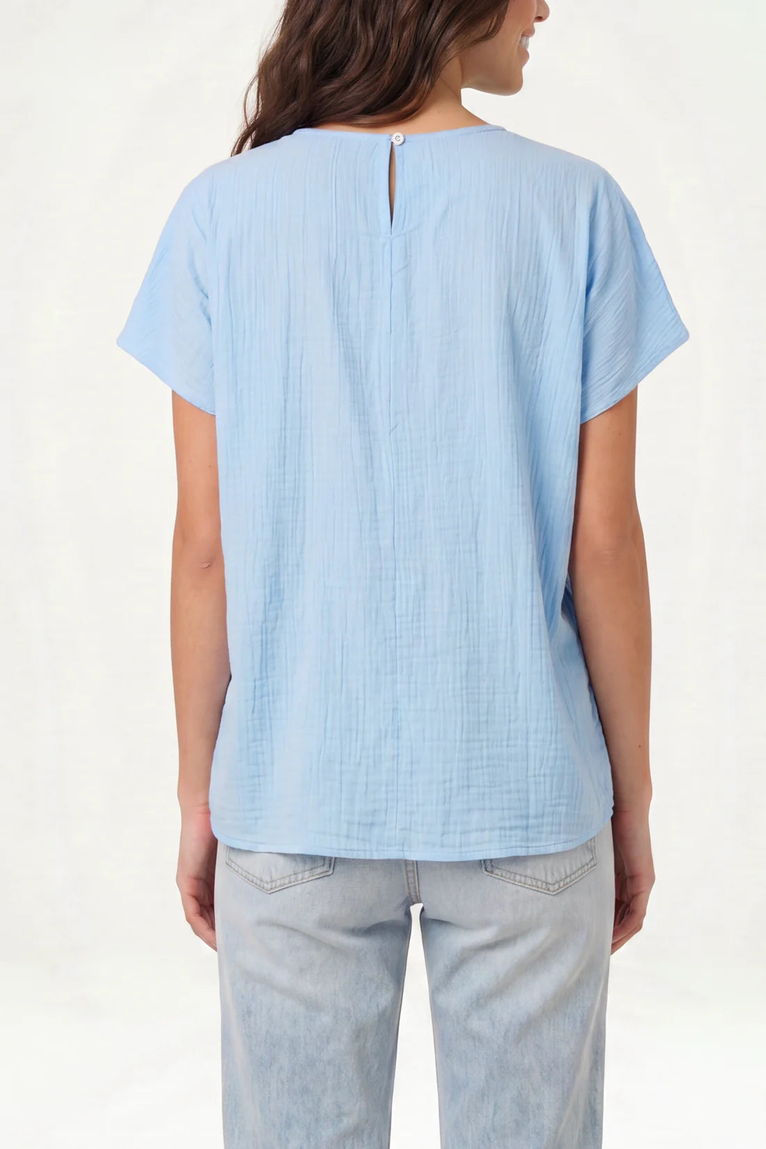 Luxe Side Tie Detail Top - Light Blue