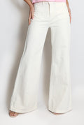 Denim High Waist Flare Jeans - Cream
