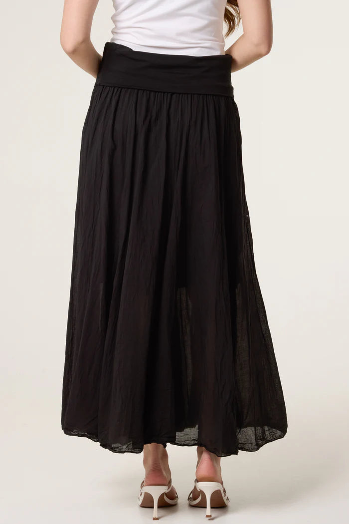 Cotton Maxi Skirt - Black
