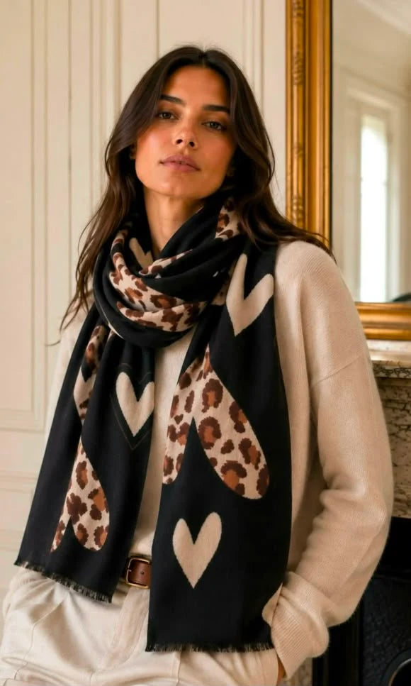 Lola Heart Scarf - Black