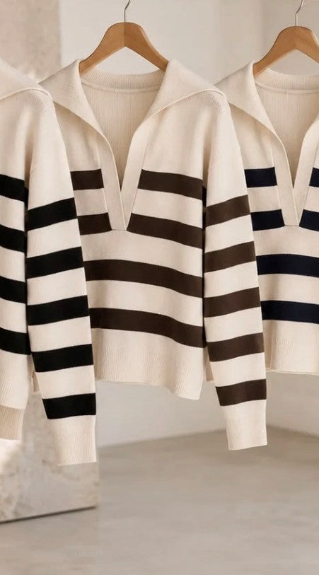 Margot Stripe Jumper - Chocolate