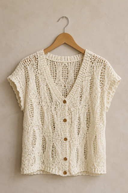 Mila Crochet Button Knit - Cream