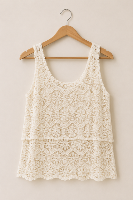 Sienna Crochet Vest - Cream
