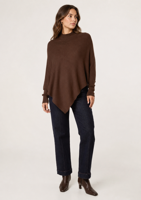 Amelie Poncho Knit - Chocolate