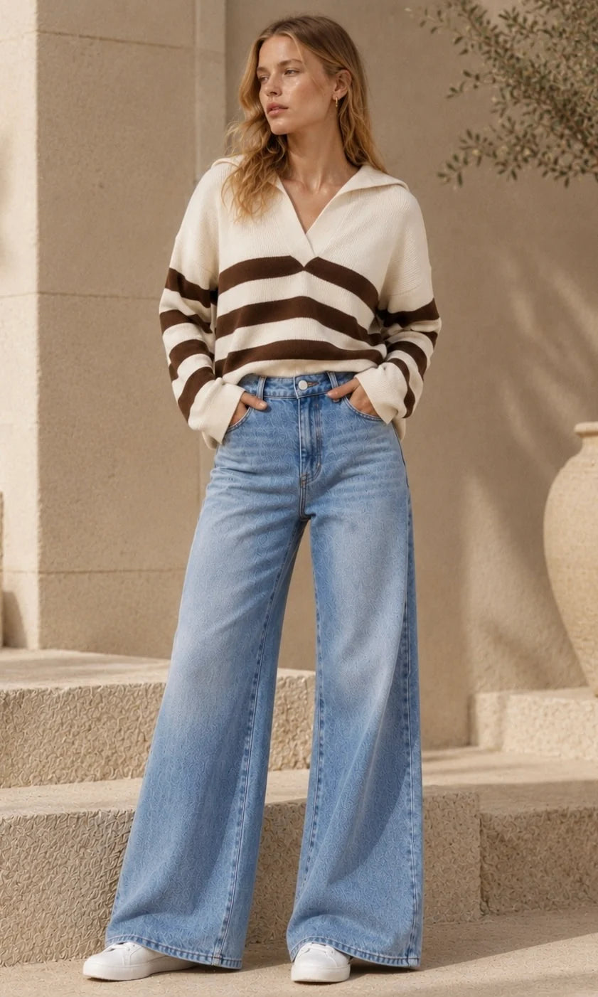Margot Stripe Jumper - Chocolate