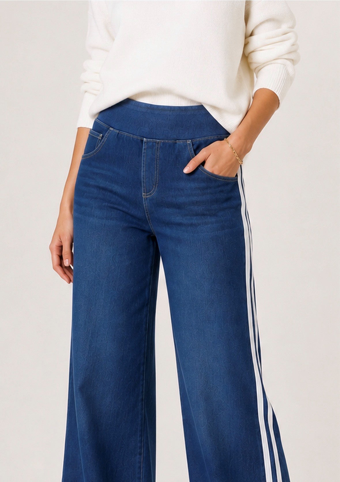 The Signature Stripe Trouser - Denim Blue