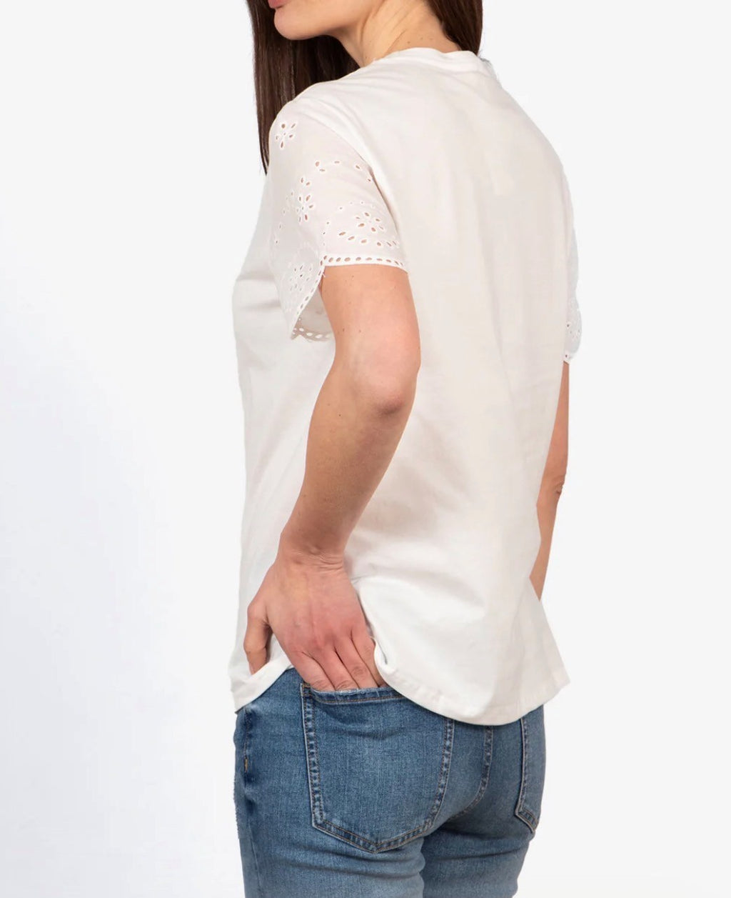 Cotton Broderie Anglaise Tee - White