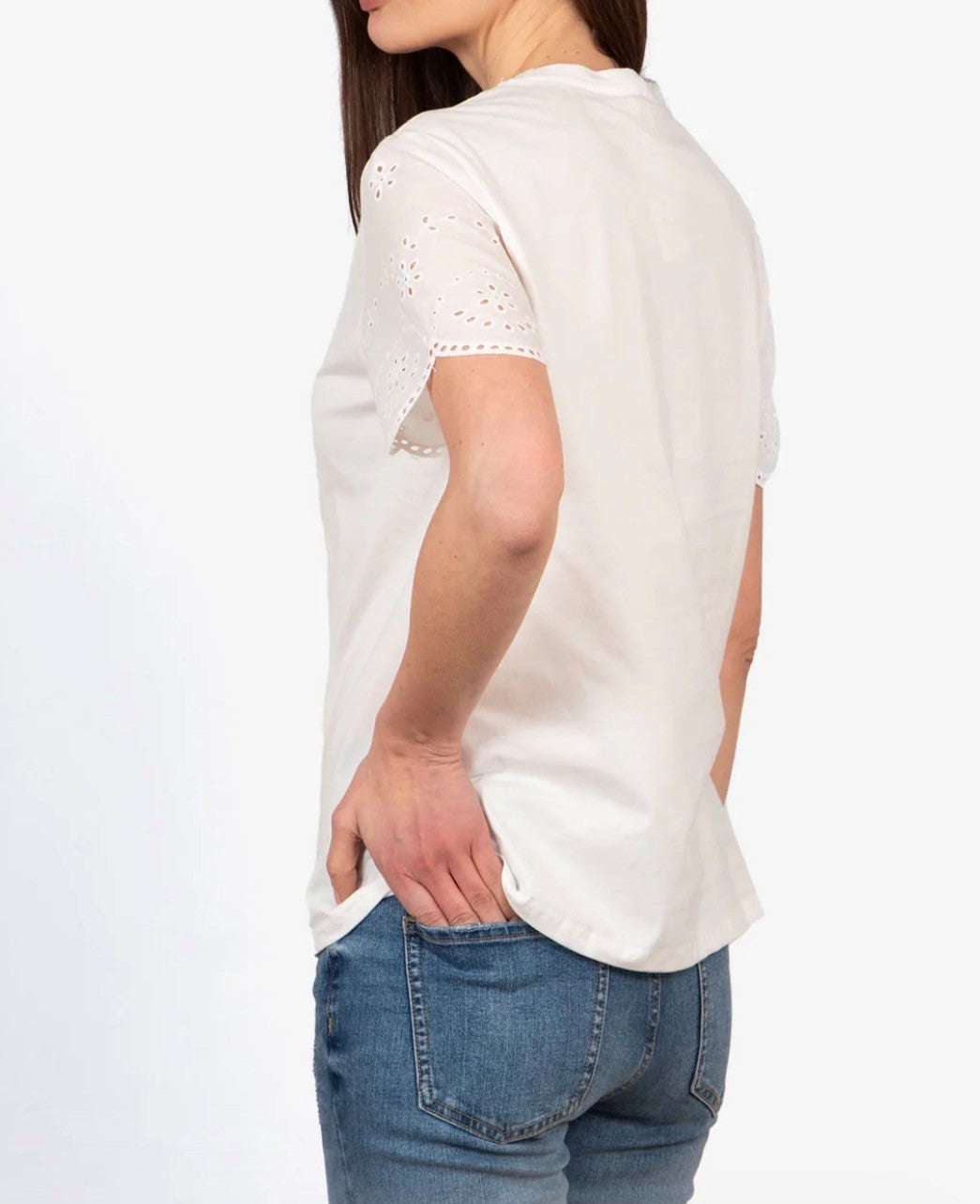 Cotton Broderie Anglaise Tee - White