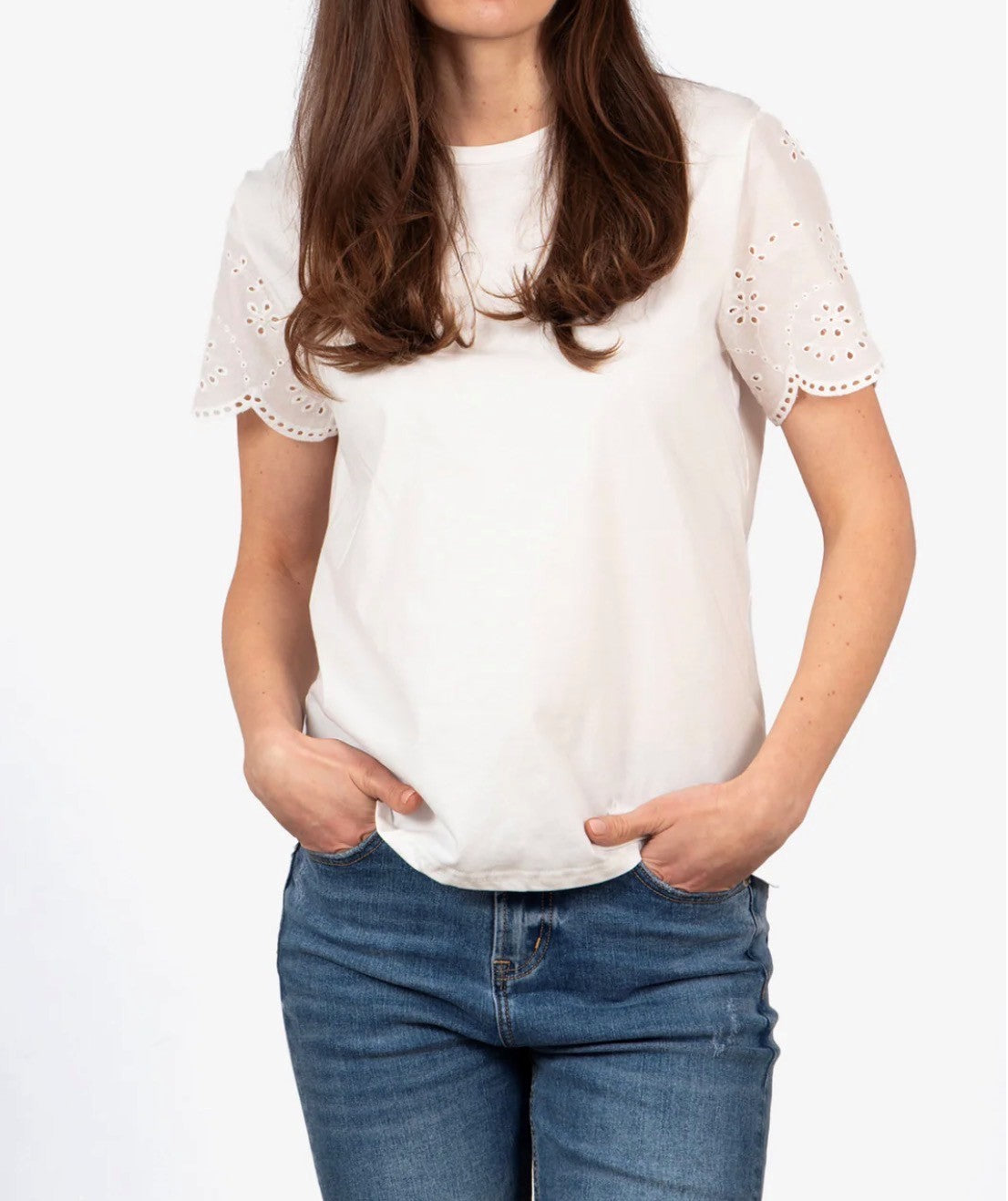 Cotton Broderie Anglaise Tee - White