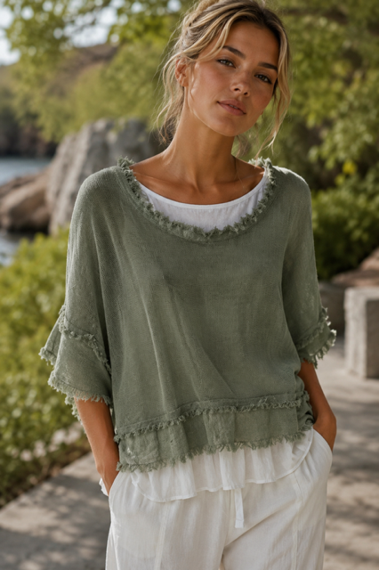 Willow Layered Top - Khaki